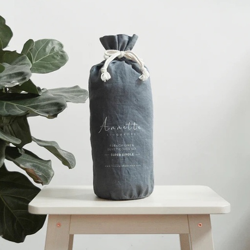 French Linen Duvet Cover Set - Slate Grey